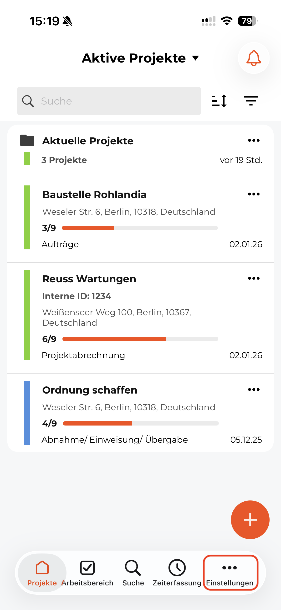 Einstellungen in der mobilen App 