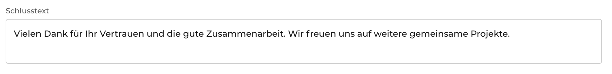 Schlusstext für deine Rechnungen anpassen