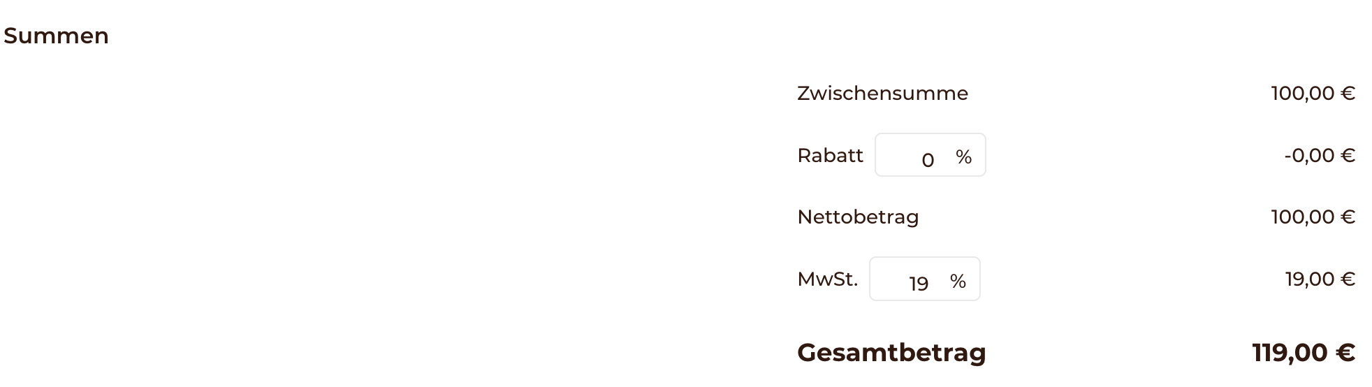 Positionen zu einer Rechnung hinzufügen