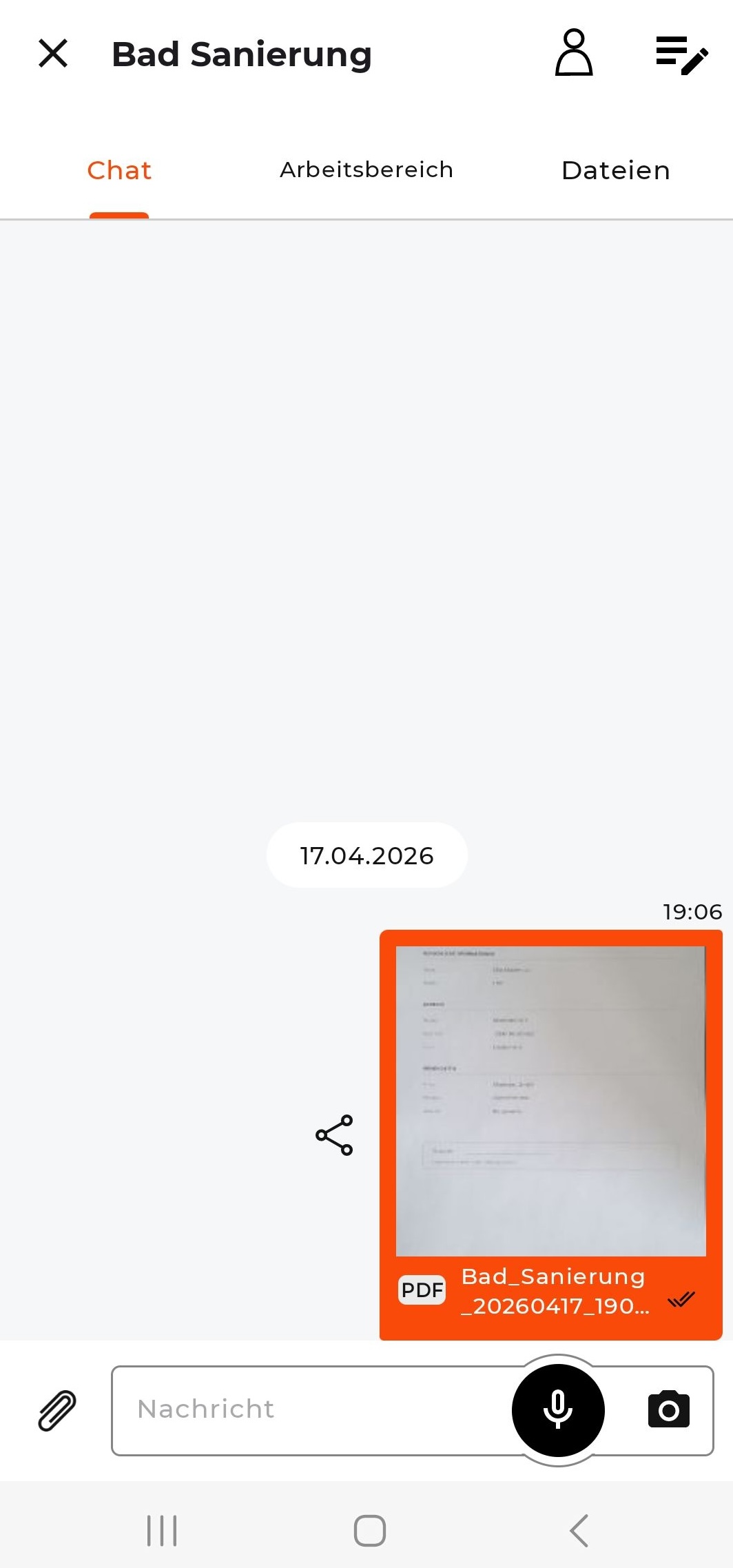 Gescanntes Dokument wird in den Chat geschickt