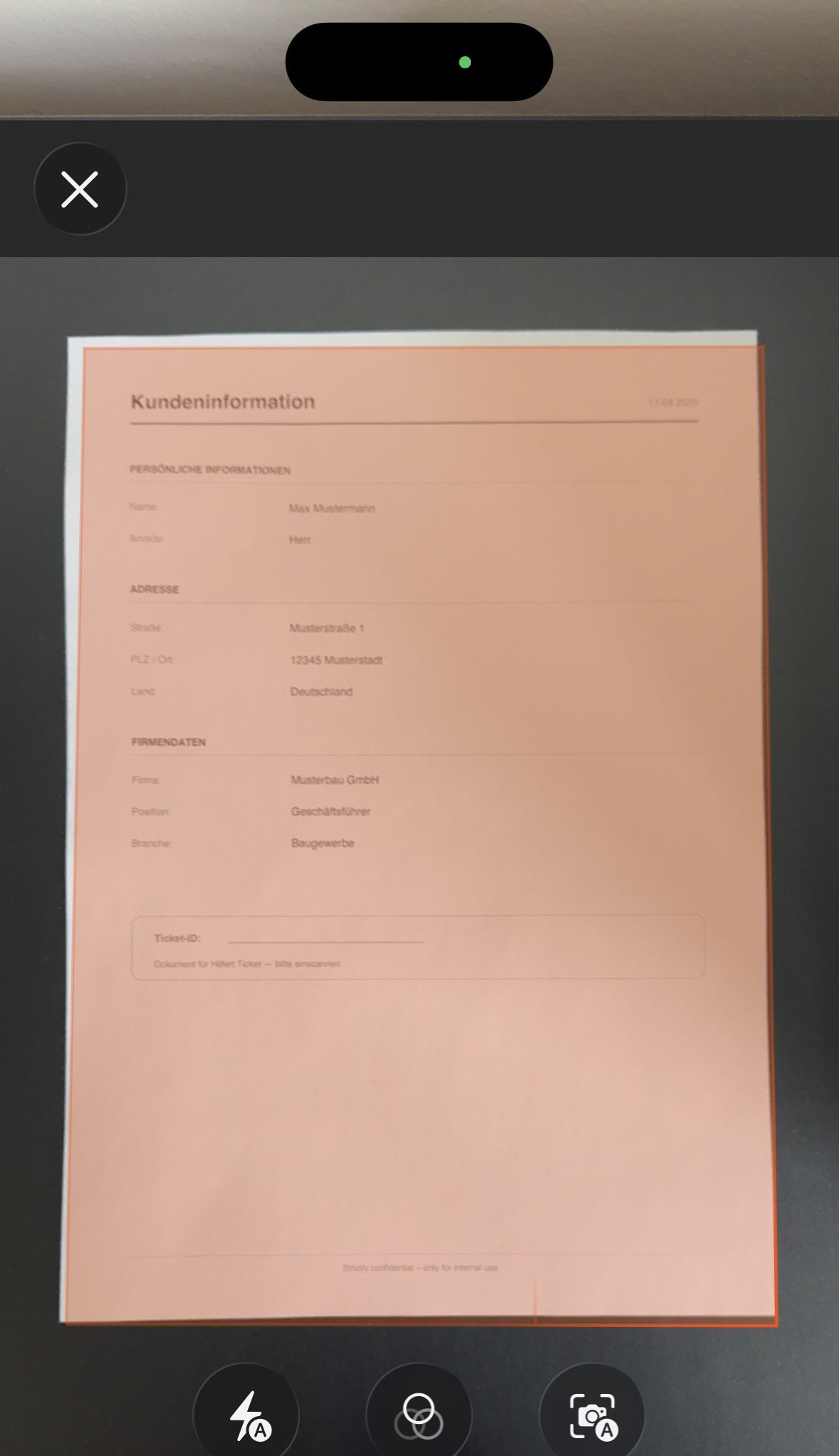 PDF Scanner positionieren